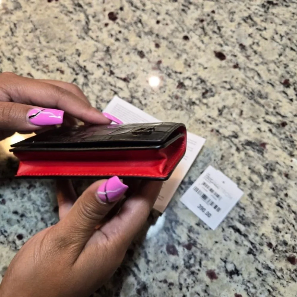 NEW Christian Louboutin Loubeka Croc Embossed Patent Leather Business Card Case - Picture 3 of 9